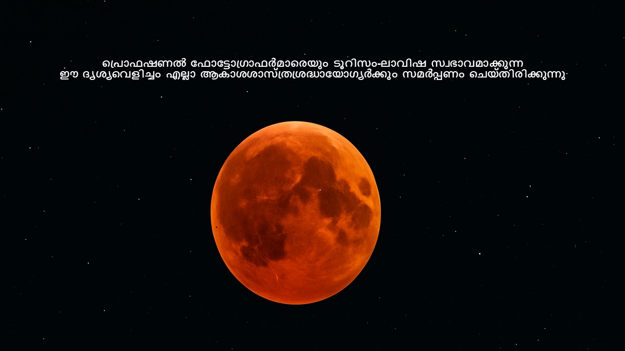 ലോകം മുഴുവൻ ദൃശ്യമായ പിങ്ക് മേട്ടിയ ചന്ദ്രഗ്രഹണം (Blood Moon) — സായാഹ്നം 5-മിനിറ്റ് നീളമുള്ള ദൃശ്യസന്ദർഭം